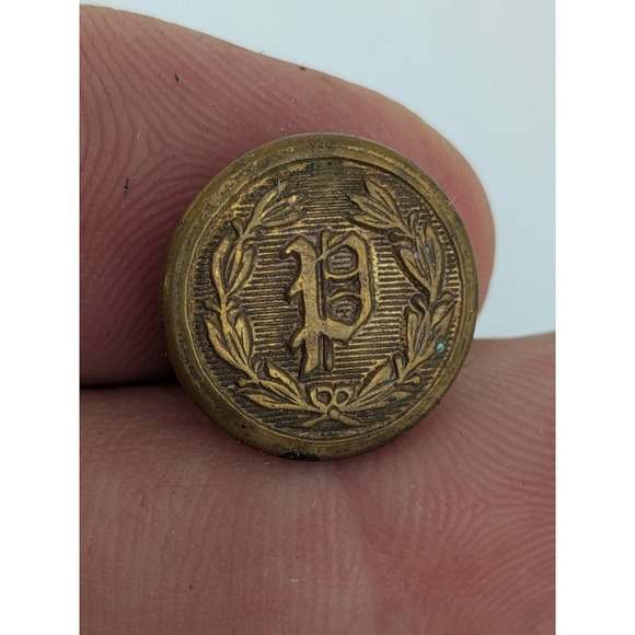 2 VTG Antique Script P Police Uniform Button with Made In England Backmark - Picture 2 of 5